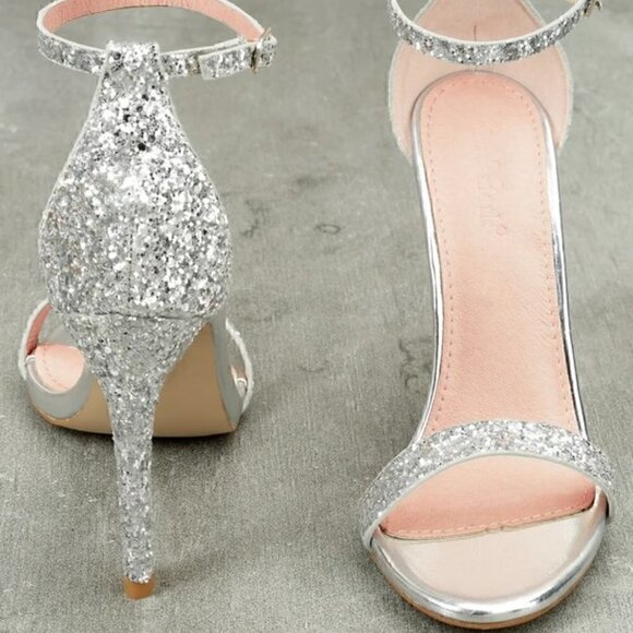 NWOT LovMark Silver Glitter Ankle Strap Heels - Size 6 1/2 - Picture 4 of 15
